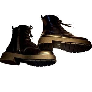 NWOT H&M 7 ( 40)  Black Men's Combat Boots Shoes New Without Tags Zipper